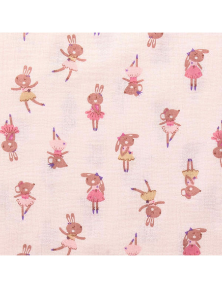 Tejido de doble gasa estampado - Fifi morganita