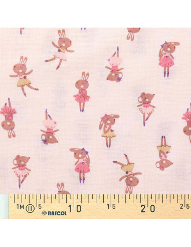 Tejido de doble gasa estampado - Fifi morganita