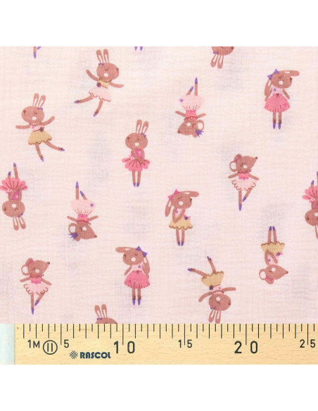 Tejido de doble gasa estampado - Fifi morganita
