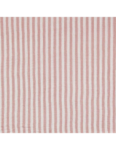 Tejido de doble gasa arrugada a rayas - Rosa viejo y blanco roto