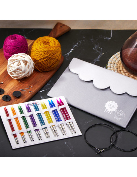 Kit de agujas circulares para tejer KnitPro Deluxe Spectra