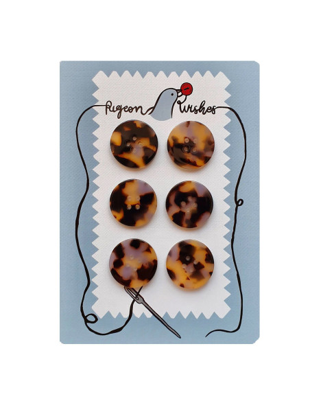 Tarjeta de 6 botones de biorresina de 25 mm 4 agujeros - Beguiled