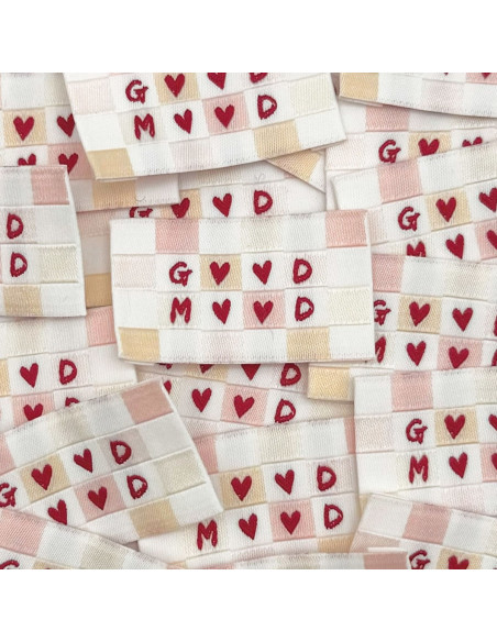 Lote de 5 etiquetas tejidas para coser Good Mood