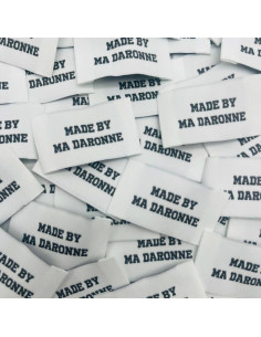 Juego de 5 etiquetas tejidas para coser Made By Ma Daronne - Blanco y negro