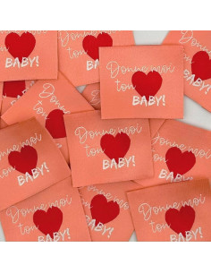 Lote de 5 etiquetas tejidas para coser Dame tu corazón baby