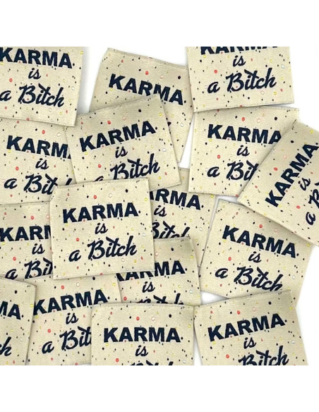 Lote de 5 etiquetas tejidas para coser Karma is a bitch