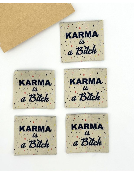 Lote de 5 etiquetas tejidas para coser Karma is a bitch