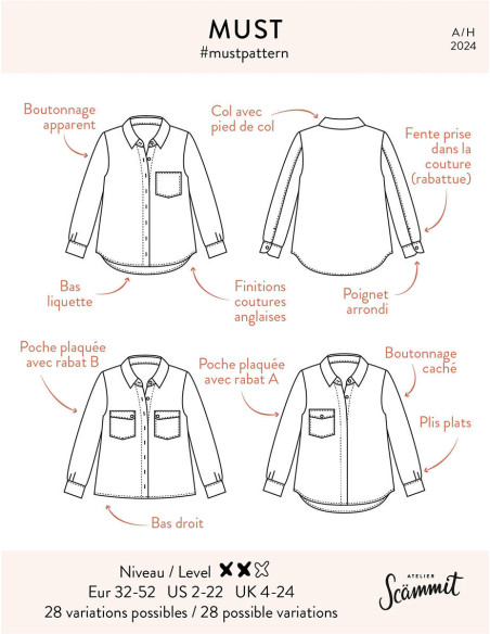 Patrón de camisa Must - Atelier Scämmit
