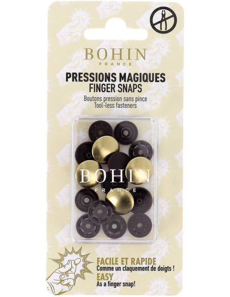 Botones de presión mágicos sin pinza de 14 mm - Acabado en metal dorado
