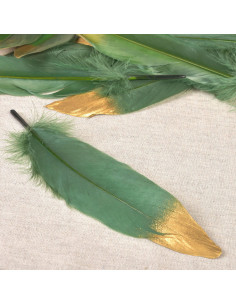 Juego de 10 plumas acabado dorado - Verde