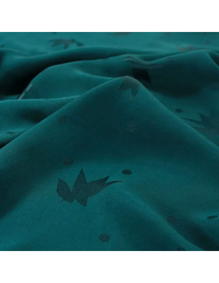 Tejido jacquard de viscosa Streli verde laguna oscura - Églantine & Zoé