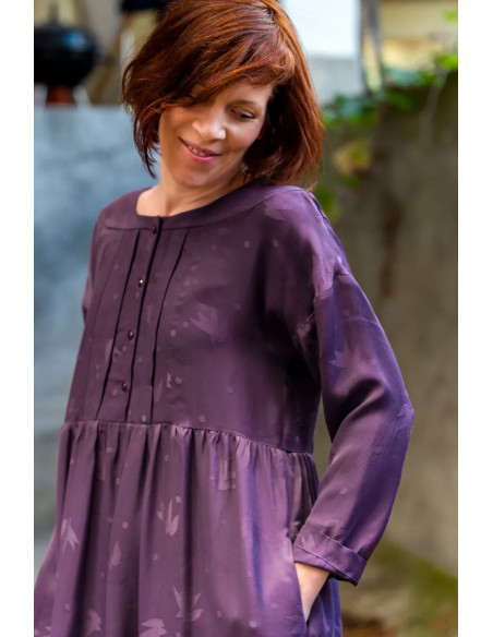 Tejido jacquard de viscosa Streli Violeta - Églantine & Zoé