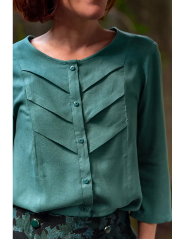 Tejido crepé de viscosa Verde Eucalipto - Églantine & Zoé