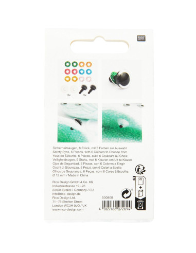 Ojos de seguridad 6 colores Ricorumi 12 mm - 3 pares