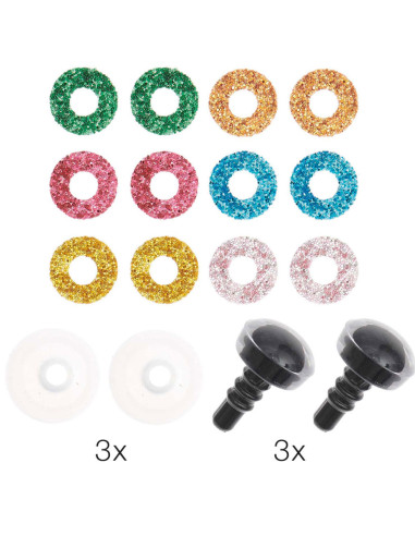 Ojos de seguridad 6 colores Ricorumi 9 mm - 3 pares
