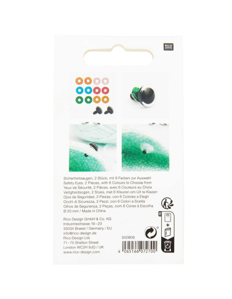 Ojos de seguridad 6 colores Ricorumi 20 mm - 1 par