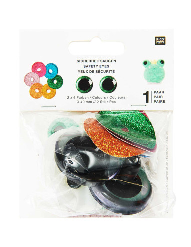 Ojos de seguridad 6 colores Ricorumi 40 mm - 1 par