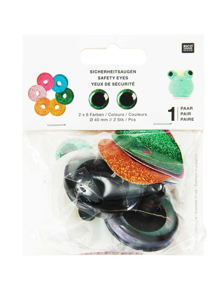 Ojos de seguridad 6 colores Ricorumi 40 mm - 1 par