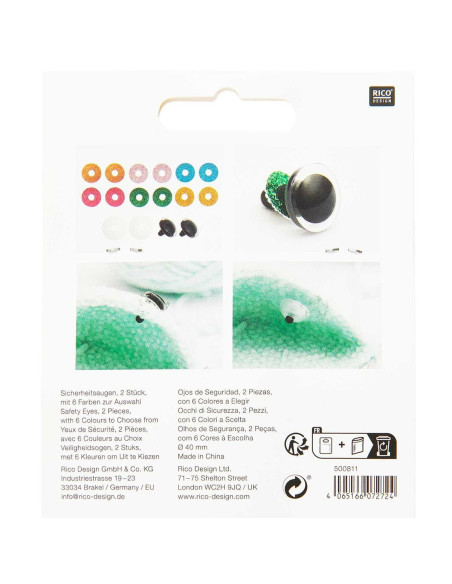 Ojos de seguridad 6 colores Ricorumi 40 mm - 1 par