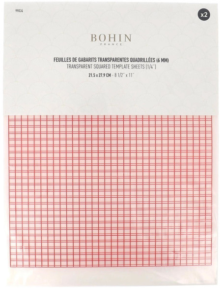 Hojas de plantillas transparentes cuadriculadas Bohin