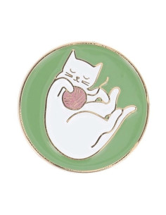 Portaagujas magnético Bohin - Gato ovillo fondo verde