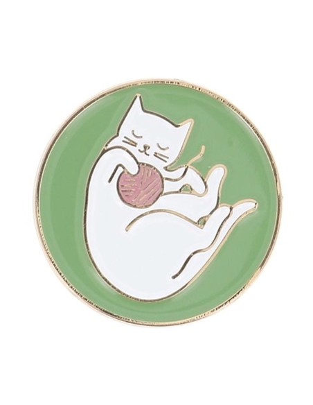 Portaagujas magnético Bohin - Gato ovillo fondo verde