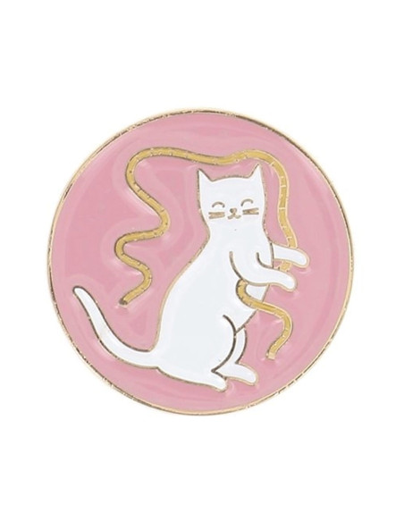 Portaagujas magnético Bohin - Gato cinta fondo rosa