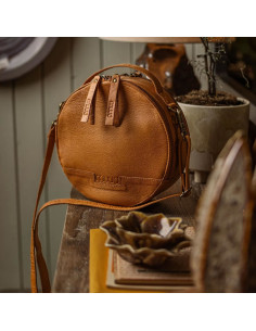 Bolso de mano redondo con bandolera Muud Bella - Whisky