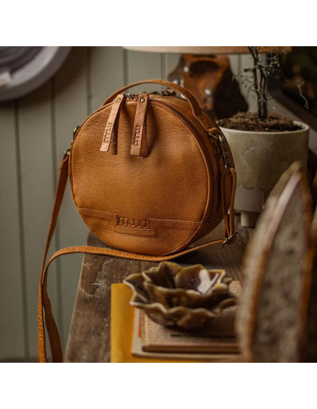 Bolso de mano redondo con bandolera Muud Bella - Whisky