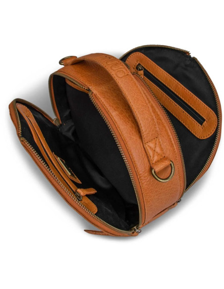 Bolso de mano redondo con bandolera Muud Bella - Whisky