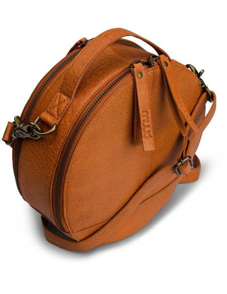 Bolso de mano redondo con bandolera Muud Bella - Whisky