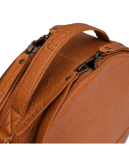 Bolso de mano redondo con bandolera Muud Bella - Whisky