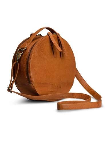 Bolso de mano redondo con bandolera Muud Bella - Whisky