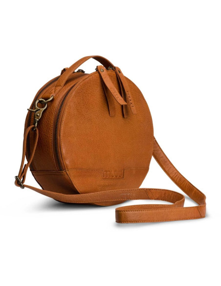 Bolso de mano redondo con bandolera Muud Bella - Whisky