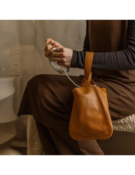 Bolso shopper de cuero Muud Dzana - Whisky