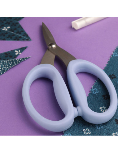 Tijeras de precisión microdentadas con grandes anillos flexibles Bohin - Azul