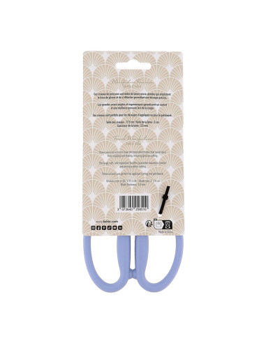 Tijeras de precisión microdentadas con grandes anillos flexibles Bohin - Azul