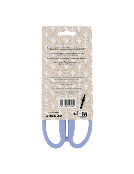 Tijeras de precisión microdentadas con grandes anillos flexibles Bohin - Azul