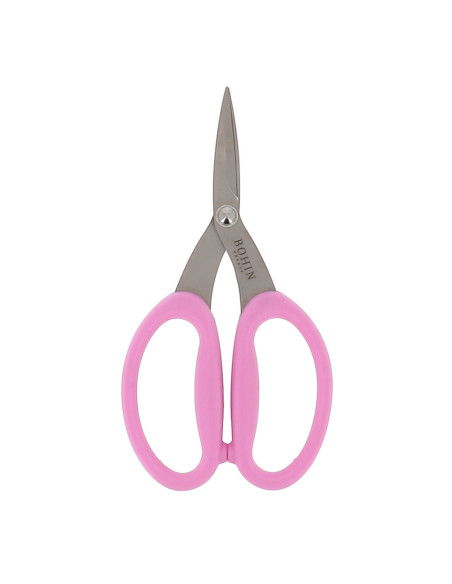 Tijeras de precisión microdentadas con grandes anillos flexibles Bohin - Rosa