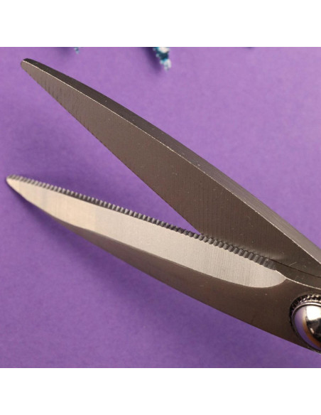 Tijeras de precisión microdentadas con grandes anillos flexibles Bohin - Rosa