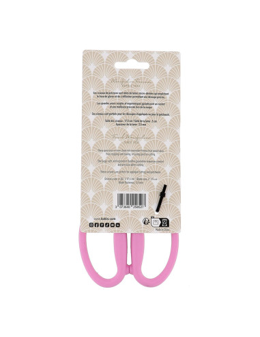 Tijeras de precisión microdentadas con grandes anillos flexibles Bohin - Rosa