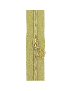 Rollo de 5 metros de cierre de nylon de 5 mm con tiradores de corazones - Oro lurex 2