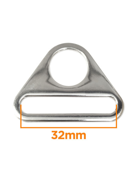 Anillo triangular pasante 32 mm - Plata