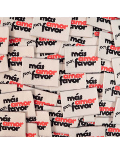 Lote de 5 etiquetas tejidas - Más amor por favor