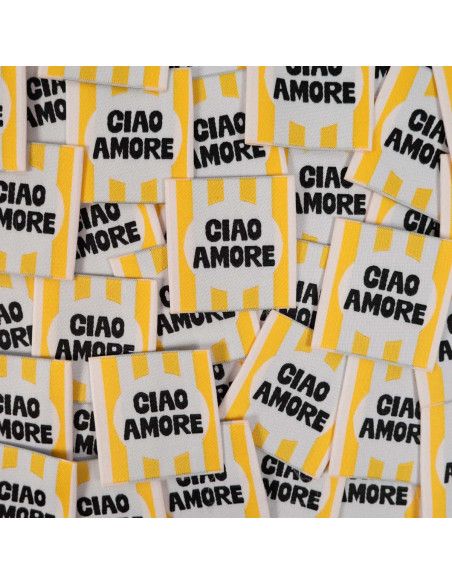 Lote de 5 etiquetas tejidas - Ciao amore