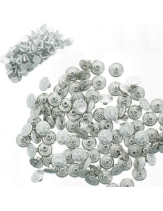 Caja de 100 botones vaqueros de 17 mm - Plata brillante con estrellas