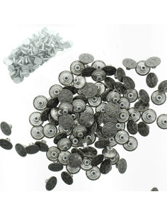 Caja de 100 botones vaqueros de 17 mm - Plata mate con estrellas