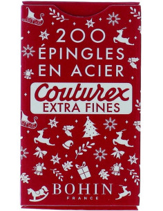 Caja de 200 alfileres extra finos rojos de Navidad Bohin 2
