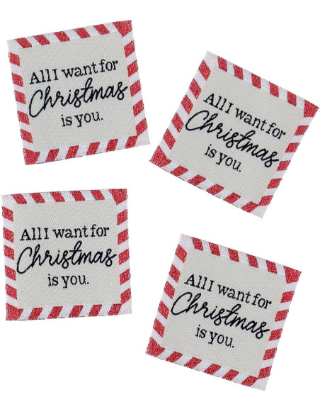 Juego de 4 etiquetas para coser - Todo lo que quiero para Navidad