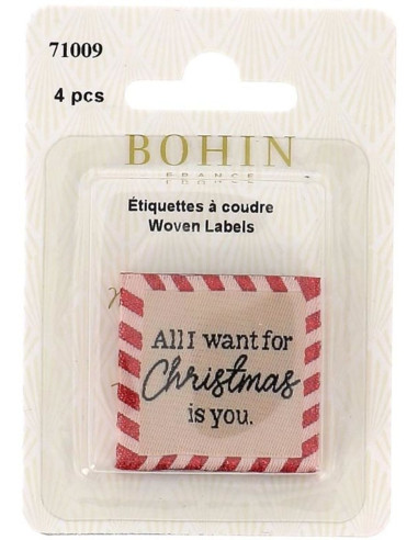 Juego de 4 etiquetas para coser - Todo lo que quiero para Navidad